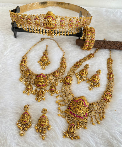 Matte finish Cz Jadau lakshmi bridal set with  dj-52898