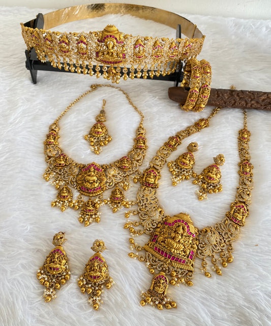 Matte finish Cz Jadau lakshmi bridal set with  dj-52898