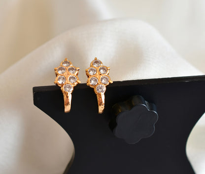 Gold tone AD white stone stud/earrings dj-52778