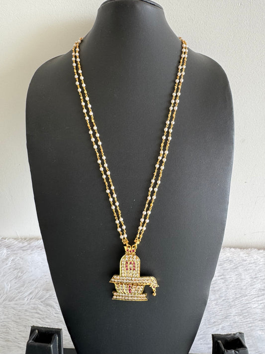 Gold tone 24 inches chain with AD shiva lingam pendant dj-52225