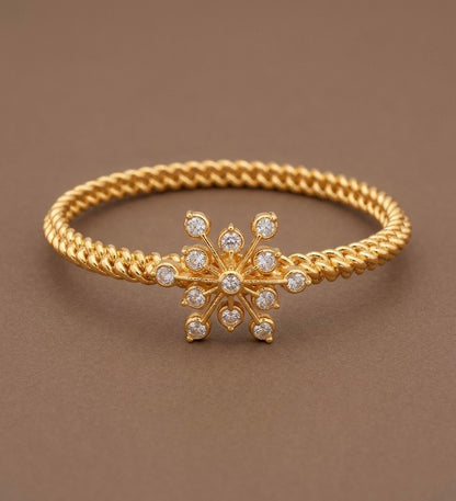 Gold tone AD white stone flower kada/bangle(2.8) Dj-53889