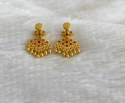 Gold tone pink-green-white stone pathakkam earrings dj-54902