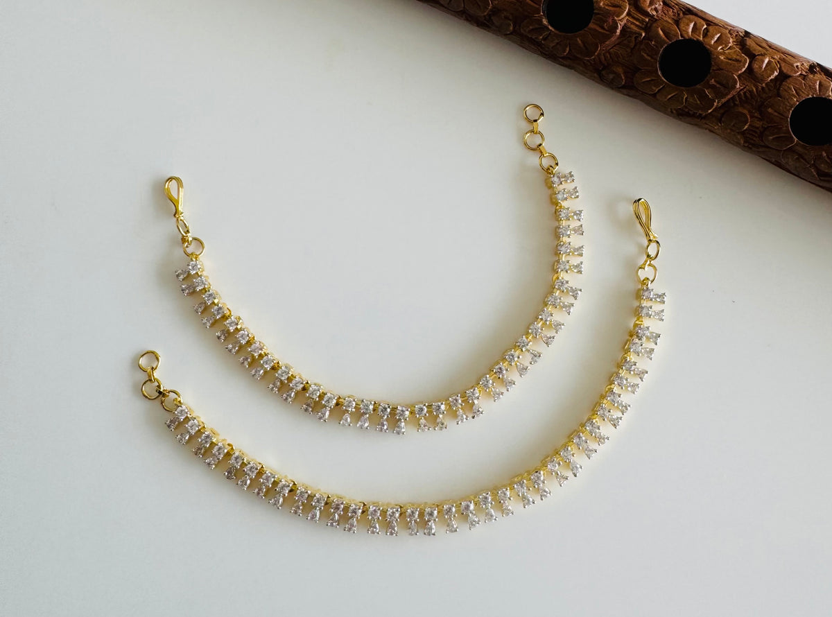 Whitestone Ear Chain Two tone cz white stone ear side chain dj-51361 – dreamjwell