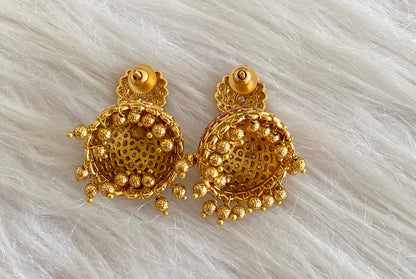 Antique gold tone kemp-green stone jhumkka dj-54623