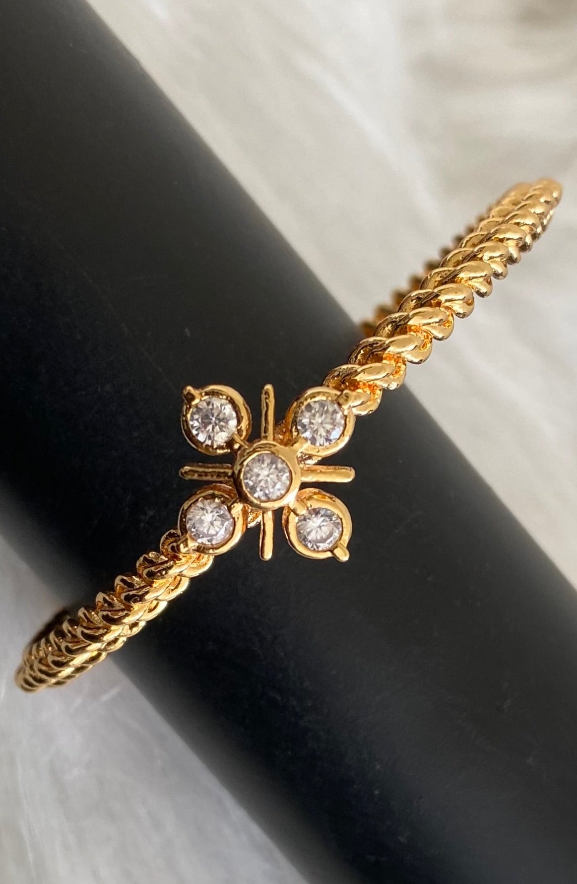 Gold tone AD white stone kada/bangle(2.4) Dj-53875