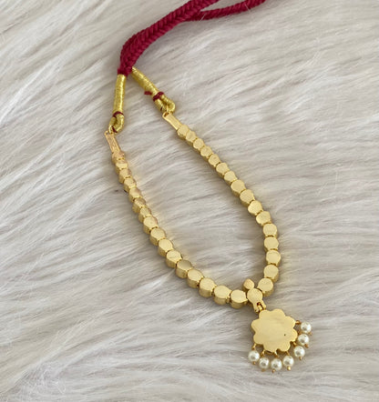 Gold tone AD black stone pearl attigai necklace dj-54987