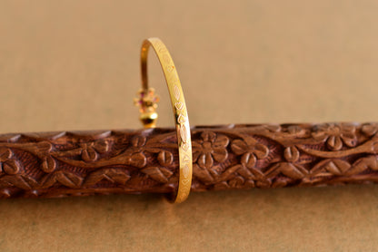 Gold tone ruby flower openable kada/bangle(2.4) Dj-51666