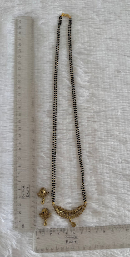 Antique gold tone cz white stone 24 inches mangalsutra set dj-52068