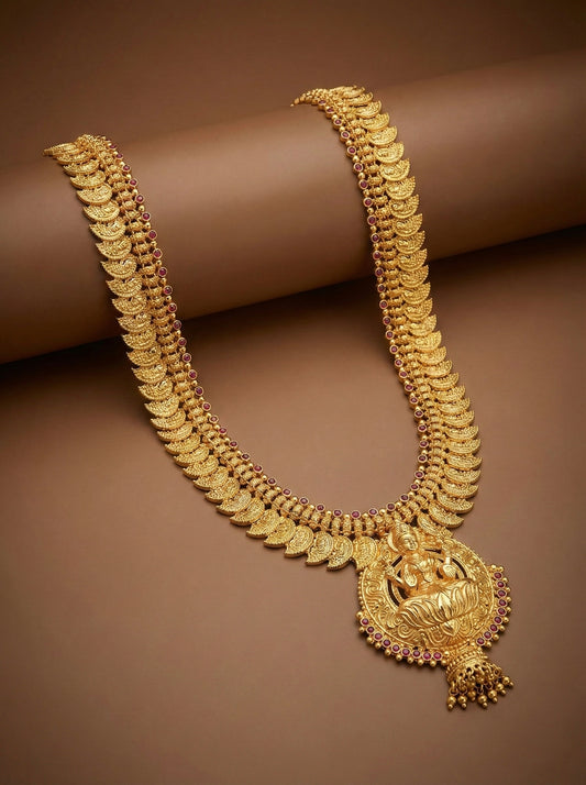Gold look alike kerala style ad pink lakshmi mango haar dj-51643