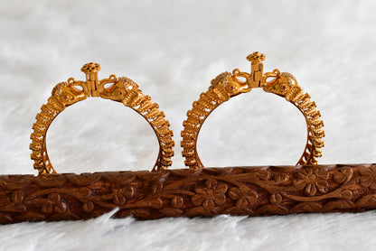 Matte finish ruby-green elephant flower screw type kada/bangles(2.4) dj-51785