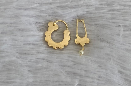 Gold tone precious white stone pearl nathu-bulakku(nose pin) dj-53382