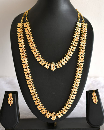 Gold tone pink-white kerala style mango haar combo set dj-52677