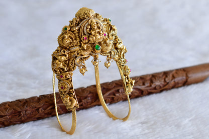 Antique gold tone cz pink-green jadau lakshmi peacock elephant nakshi vanki/bajuband dj-51969
