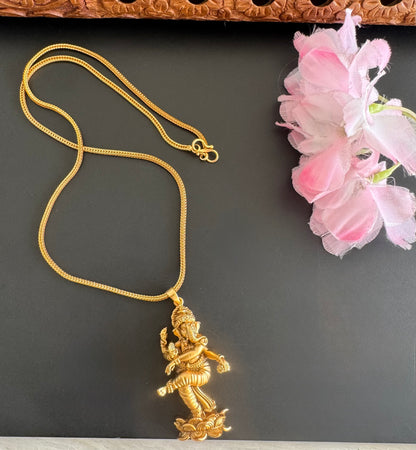 Matte finish 18 inches chain with Ganesha pendant dj-51231