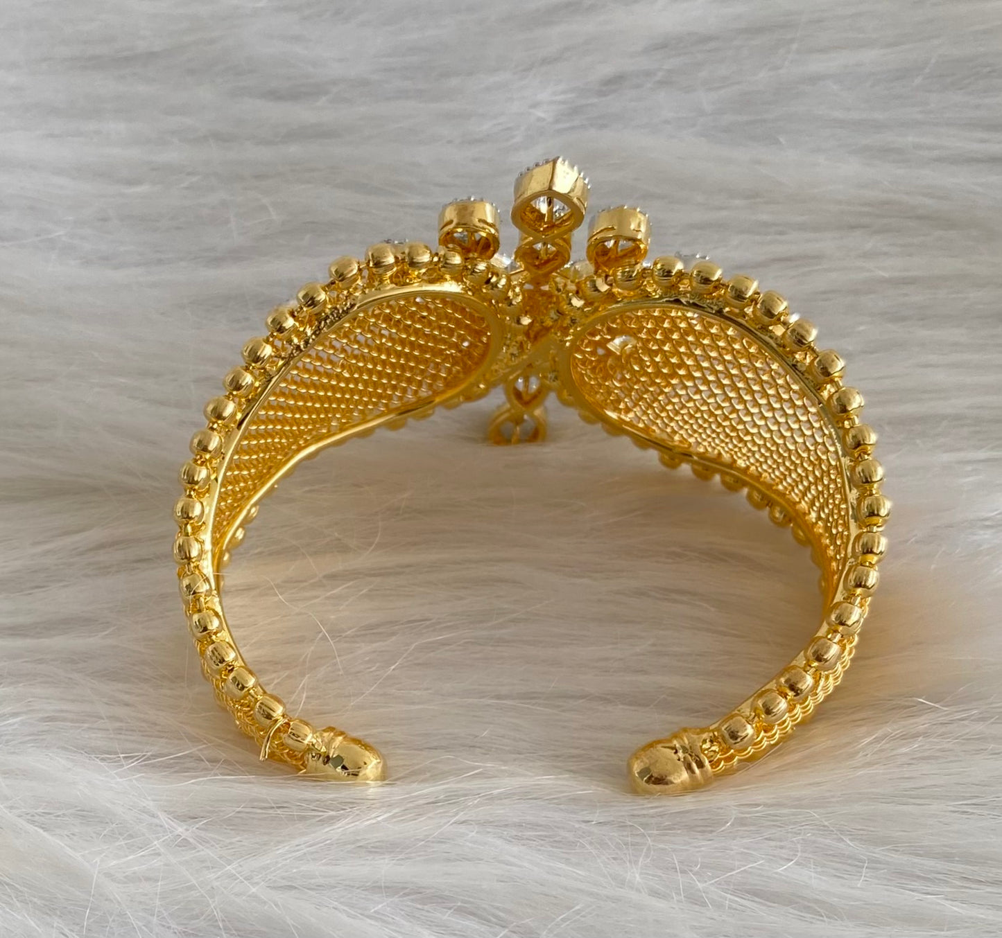 Gold tone white stone adjustable rangoli kada/bangle Dj-53971