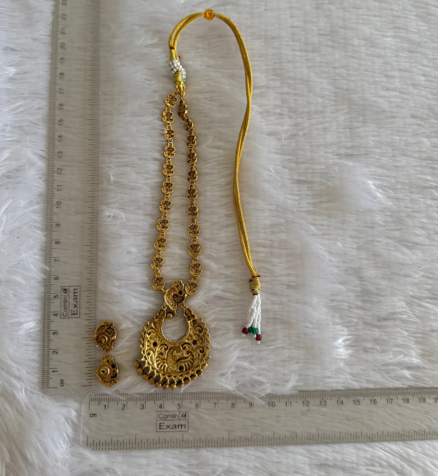Antique gold tone cz white peacock bali necklace set dj-52130