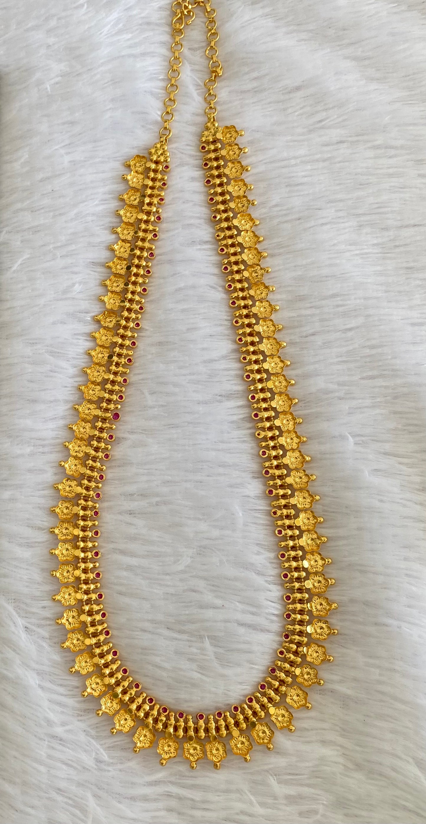 Gold tone pink stone flower haar dj-53165