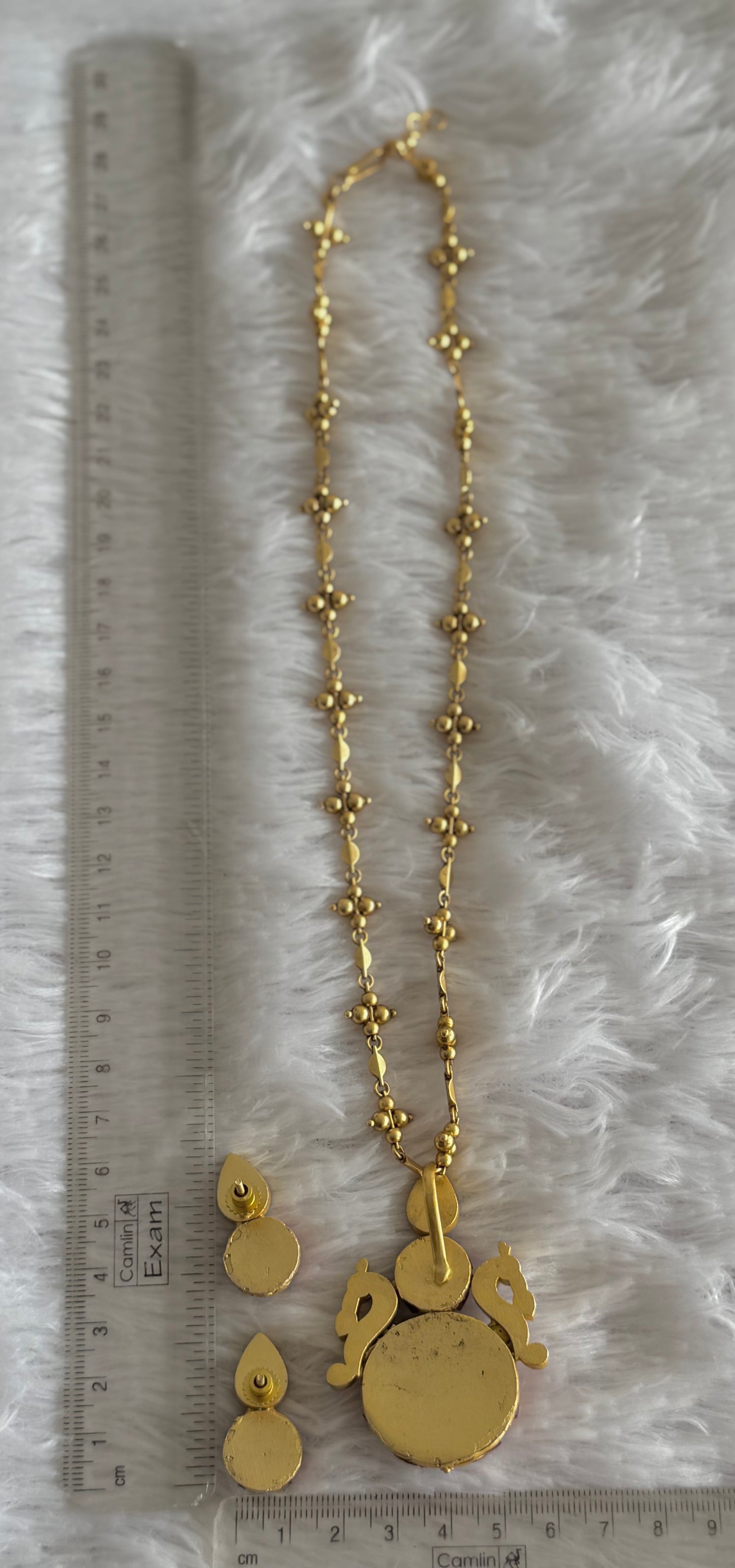 Matte finish pink kundan jadau peacock kalash necklace set dj-51538