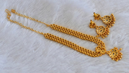 Matte finish white stone double layer attigai/necklace set dj-53181