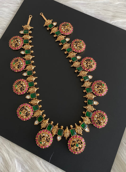Antique gold replica big kundan jadau bottu mala/haar dj-54156