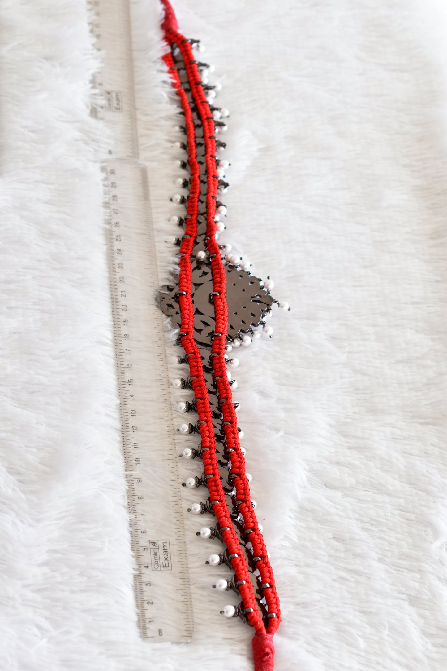 Black finish precious kemp-green-white pearl peacock waist band dj-52274