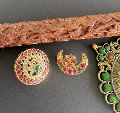 Matte finish kemp-green peacock sun moon hair jewel dj-52017