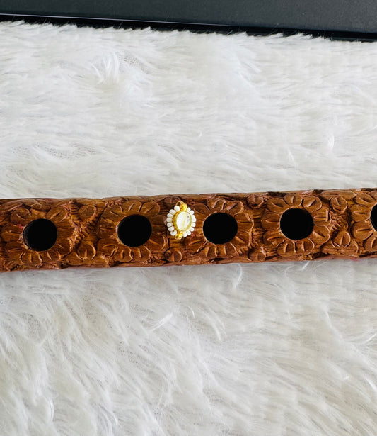 Gold tone white pearl oval kundan jadau flower Nose Pin Dj-51428