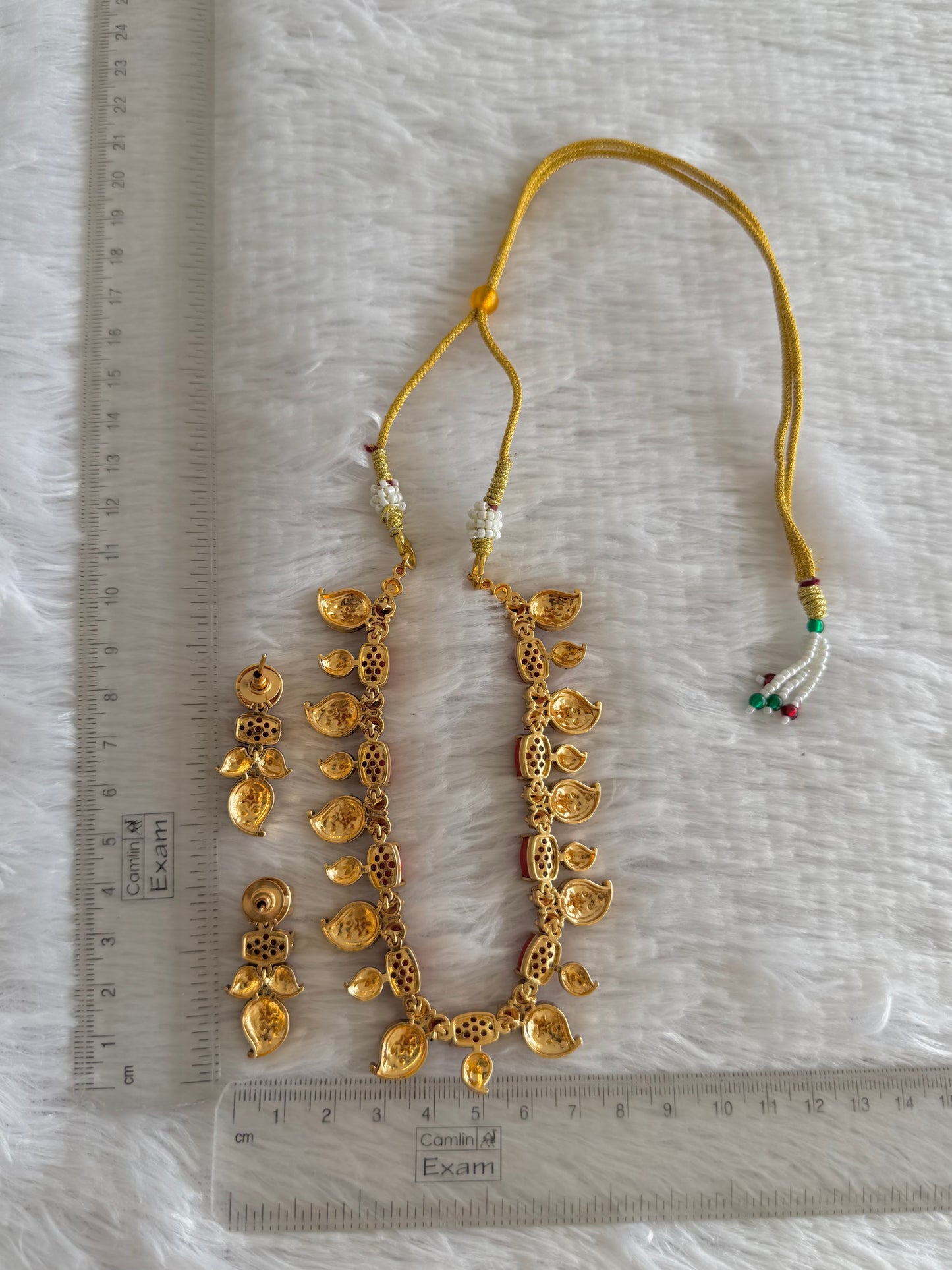 Matte finish coral beaded mango necklace set dj-52080