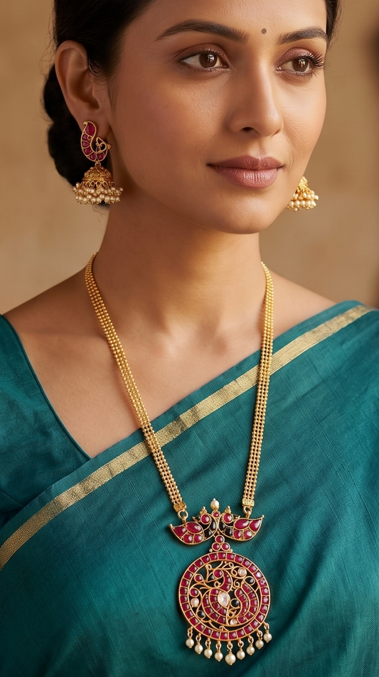 Antique gold tone kemp peacock necklace set-dj04083