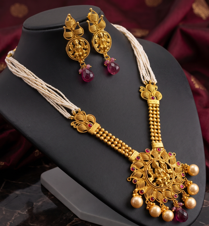 Antique gold tone Kemp Lakshmi Necklace Set-dj04157