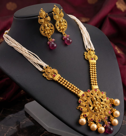 Antique gold tone Kemp Lakshmi Necklace Set-dj04157
