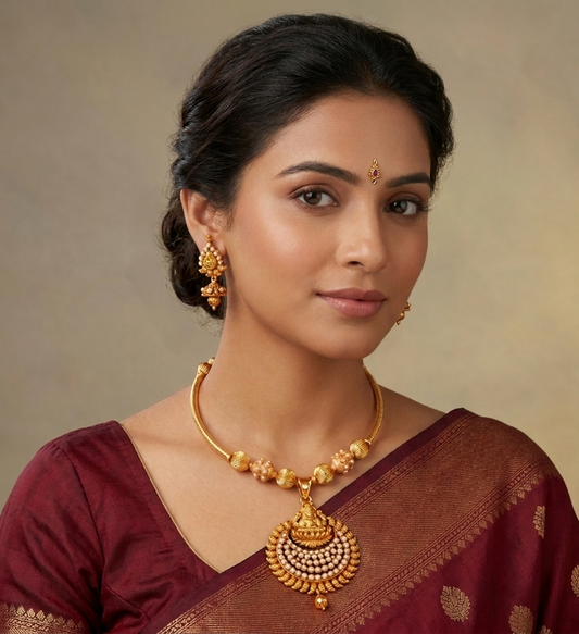 Antique pearl bali Lakshmi Hasli necklace set dj-04202