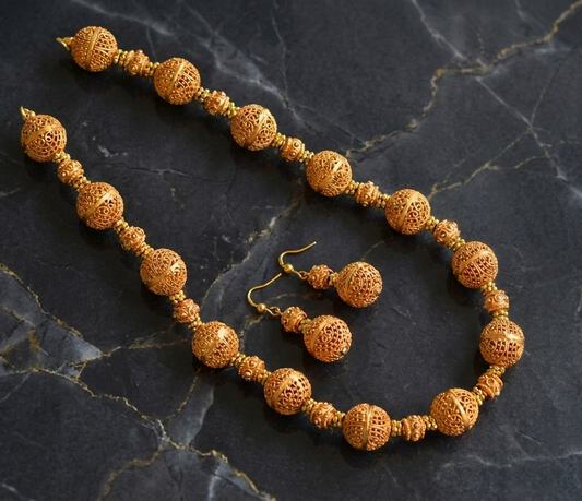 Matte finish beaded necklace set dj-04211