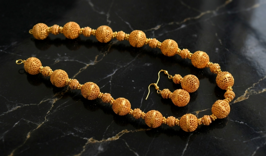 Matte finish beaded necklace set dj-04212