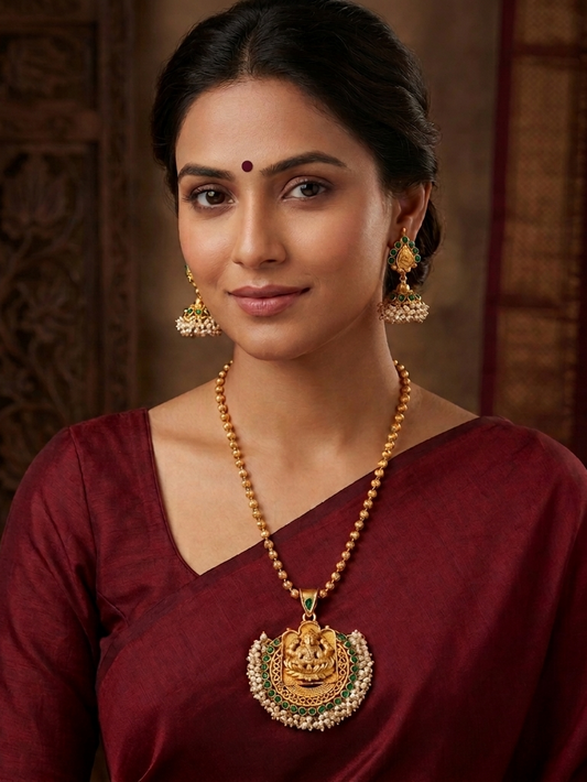 Antique green Lakshmi necklace set dj-04247
