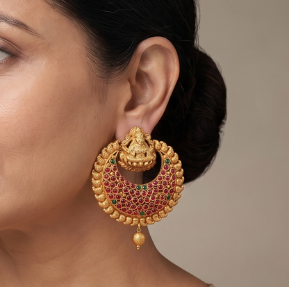 Antique Kemp-green bali Lakshmi earrings dj-04320