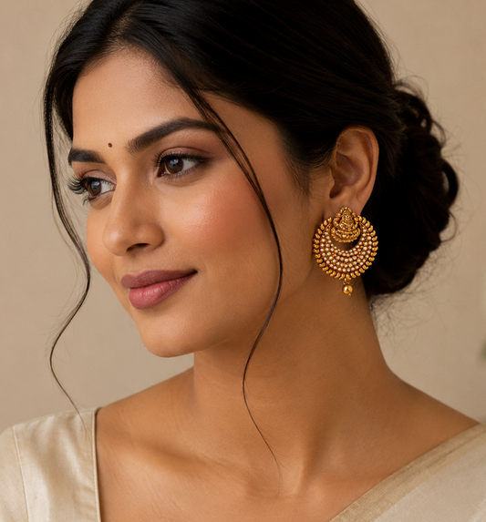 Antique pearl bali Lakshmi earrings dj-04321