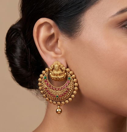 Antique kemp-green bali lakshmi earrings dj-04324