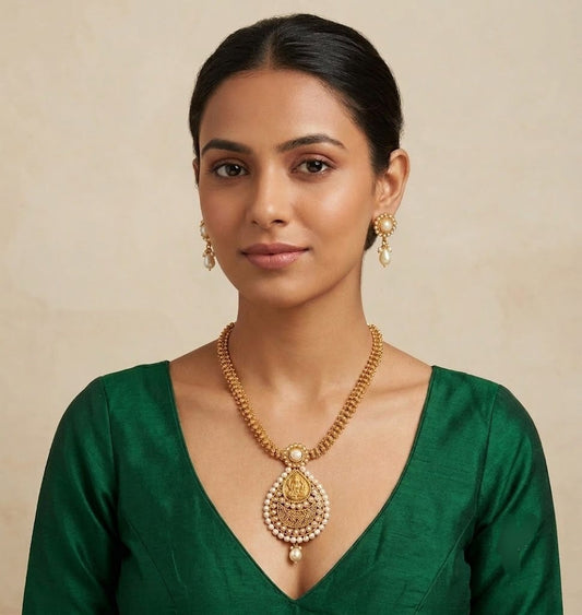 Antique pearl lakshmi short haar set dj-04345