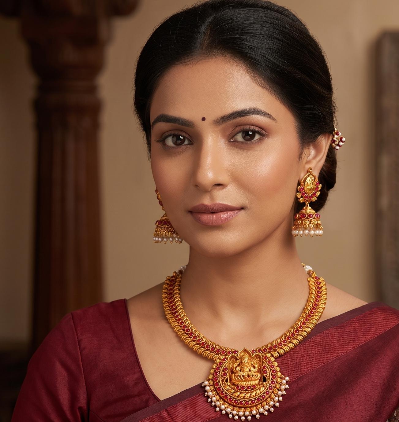 Antique kemp Lakshmi necklace set dj-04378