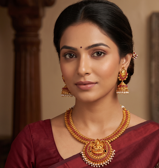 Antique kemp Lakshmi necklace set dj-04378