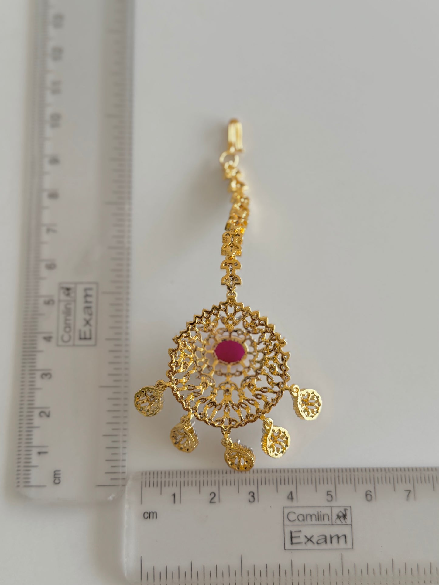 Two tone cz-ruby thilak stone tikka dj-51368