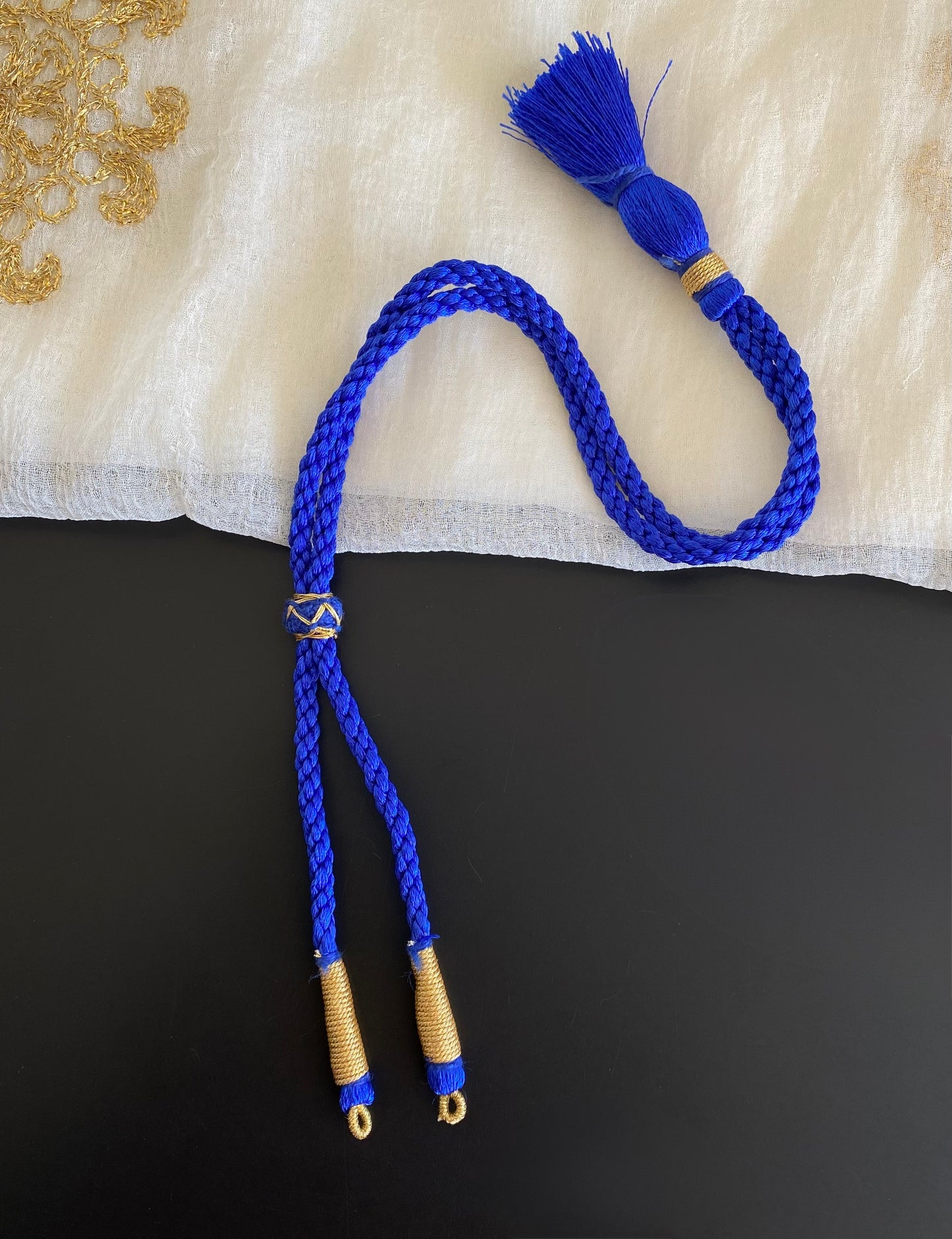 Handmade royal blue silk thread adjustable dori Dj-52712