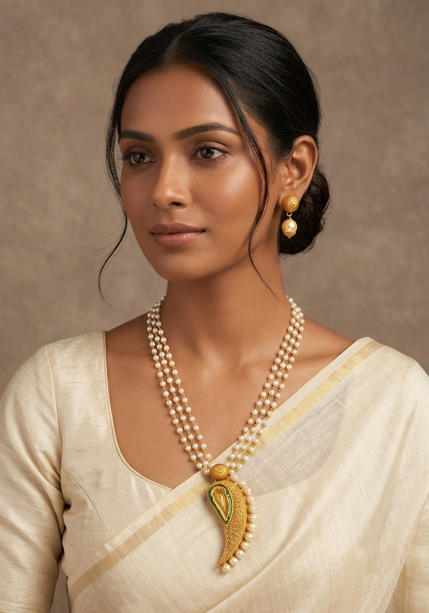 Matte Finish Green Mango Necklace Set-dj04686