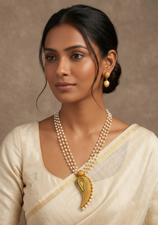 Matte Finish Green Mango Necklace Set-dj04686