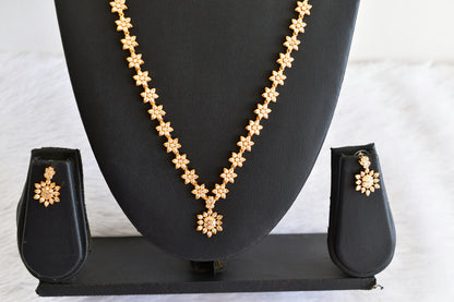 Antique gold tone white flower short haar set dj-53339