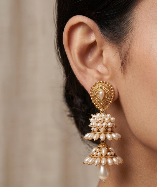Gorgeous Antique Pearl Designer Step Jhumkka- DJ04769