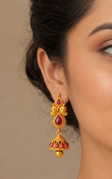 Antique gold tone Kemp Mango Jhumkkas-dj04798
