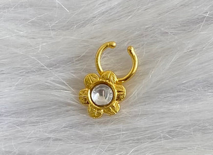 Gold tone white stone nose pin/bulakku dj-53787