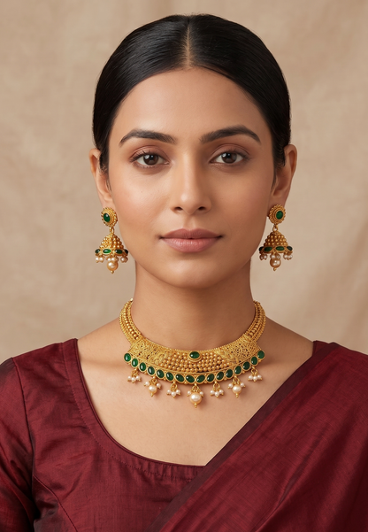 Antique Green Necklace Set-dj04829